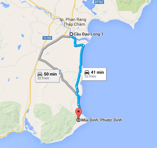 Từ Phan Rang đến mũi Dinh khoảng 30km.