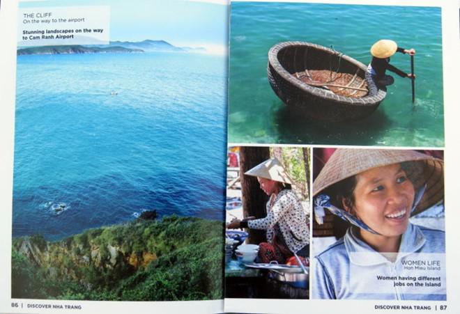 Các trang ảnh giới thiệu về cảnh đẹp, con người ở Hòn Miễu trong phần Khám phá qua ảnh của tạp chí Discover Nha Trang