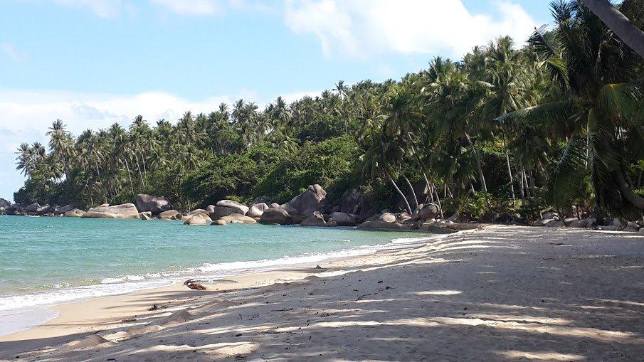 Bãi biển hoang sơ không bóng người trên hòn Sơn. Ảnh: Tan Nguyen