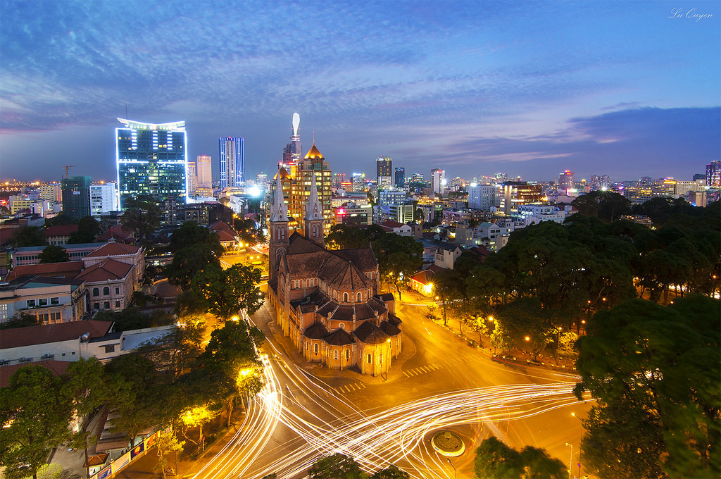 Nhà thờ Đức Bà nhìn từ trên cao. Ảnh: Lư Quyền