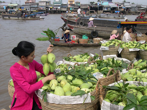 Ấn tượng chợ nổi: Nơi đây nổi danh với hình ảnh nhiều loại trái cây đầy ắp trên các ghe, thuyền tại chợ nổi. Một khi đã chọn “vương quốc trái cây” là điểm đến, khi trở về, bạn sẽ căng bụng với các đặc sản của nơi đây.