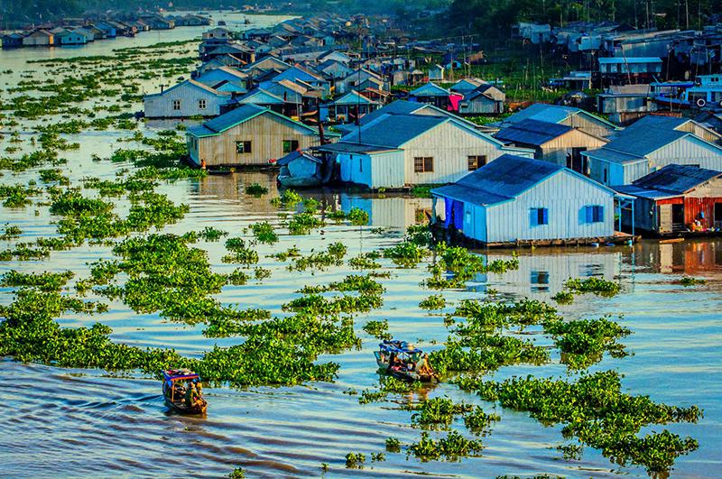Vẻ đẹp ấn tượng của làng nổi Châu Đốc. Ảnh: ST