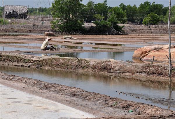 Tuy những ruộng muối ở đây không quy mô như miền Trung nhưng sẽ là một điểm nhấn đáng chú ý nếu bạn ghé Long Sơn tham quan. (Ảnh: Internet)