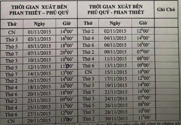 Lịch chạy trong tháng 11 của tàu Hưng Phát 26