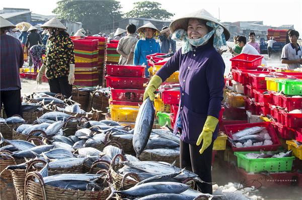 Nghề đánh bắt và phân phối hải sản đã tạo công ăn việc làm cho đa số cư dân ở Long Hải. (Ảnh: Nguyễn Vũ Phước)