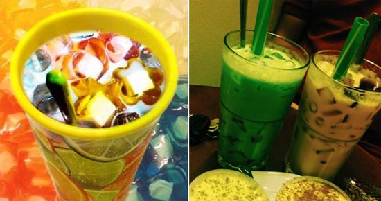 Thạch phô mai kết hợp với trà Thái, trà sữa cũng rất ngon nhé.